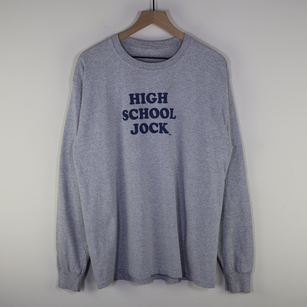 Y2K Steve & Barry's High School Jock Long Sleeve Shirt Large Gray Graphic